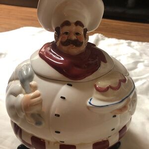 Chef Cookie Jar with Red Accents